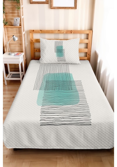 Turkuaz Geometrik Modern Genç Odası Tek Kişilik Pike Takımı - Siyah Çizgili 160x220 Cm Yatak Örtüsü Killi Dalgakıran Uyumu Turkuaz Geometrik Modern Genç Odası Tek Kişilik Pike Takımı - Siyah Çizgili 160x220 Cm Yatak Örtüsü Killi Dalgakıran Uyumu