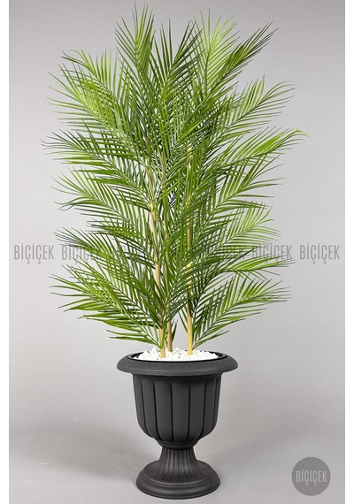 Biçiçek Yapay Areka Palmi̇yesi̇ 130 Cm 33 Yaprak Antresi̇t Nergi̇s Saksıda