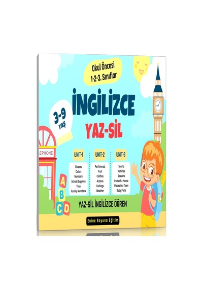 Okul Öncesi İngilizce Yaz-sil Öğren Kitabı 3-9 Yaş
