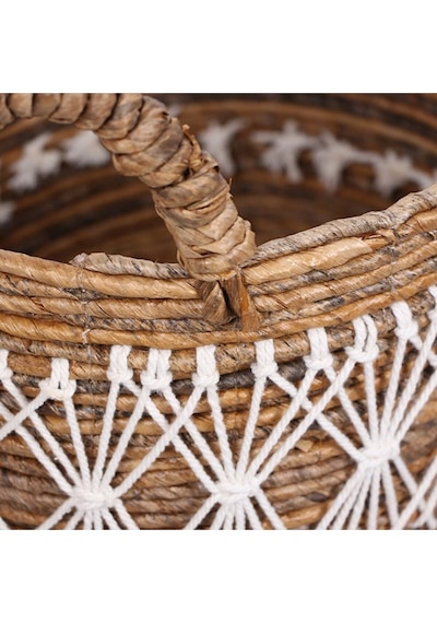 Ürgüp 40x34x31 Cm. Doğal Abaka El Yapımı Oval Sepet L Bej