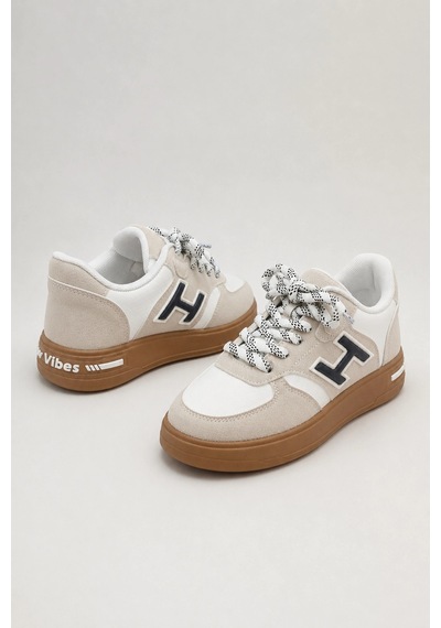 Ht Hotin Dash Çocuk Günlük Spor Ayakkabı Bağcıklı Rahat Tabanlı Şık Sneaker - Beyaz
