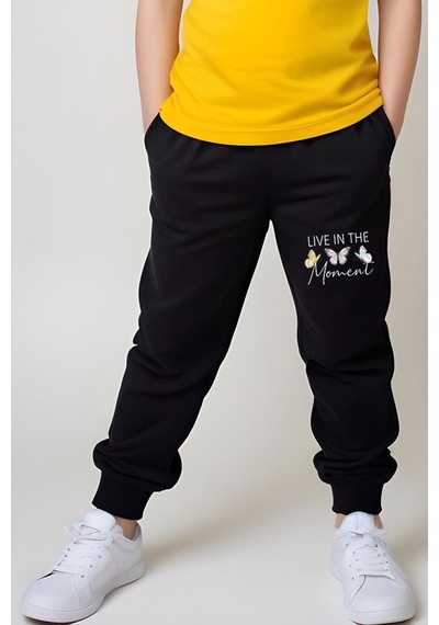 Fyk Kids Kız Çocuk Baskılı Live Kelebek Bel Detayı Lastikli Alt-üst Pijama Takımı Sarı