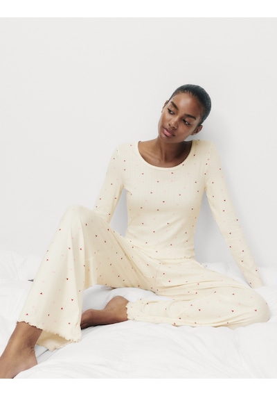 Marks & Spencer Desenli Pijama Takımı T37002238J Krem Mix Marks & Spencer Desenli Pijama Takımı T37002238J Krem Mix