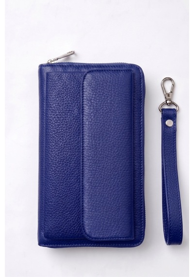Vanilla Collection Kişiye Özel İsim Baskılı El Portföyü Cüzdan Telefon Bölmeli Fermuarlı Unisex Lacivert Siyah