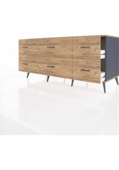 Kronos Konsol 6 Çekmeceli 176x59x83 Antrasit-antrasit/çam Antrasit/çam Kronos Konsol 6 Çekmeceli 176x59x83 Antrasit-antrasit/çam Antrasit/çam