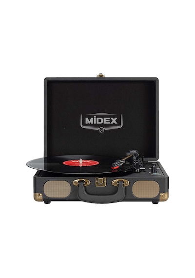Midex Mtx101BK Nostaljik Retro Pikap Plak Çalar (Şarjlı Bluetooth Aux Hoparlörlü 3 Devir) İğne Dahil