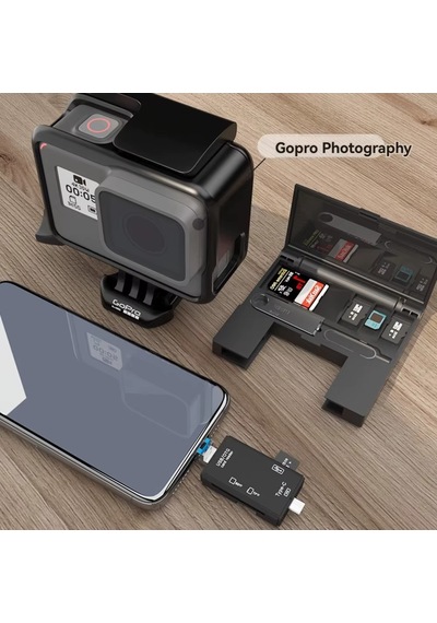 Çok Fonksiyonlu 7 In 1 Otg Kart Okuyucu Type C Usb Hafıza Apple Uyumlu iPhone Android Kart Saklama Kutusu