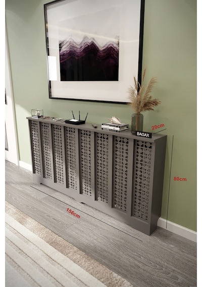 Petek Kaplama Modern Radyatör Kapatma Ünitesi Ön Panel Mdf Tasarım İç Ölçü 156 Cm Dış Ölçü 160 Cm Petek 156 Antrasit D8