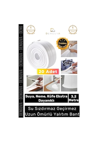 Premium Su Geçirmez Sızdırmaz Dayanıklı Lavabo Pvc Kenar Küf Önleyici 3.2m 20 Adet İzolasyon Bant