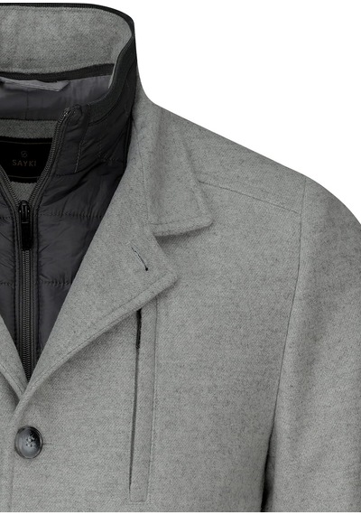 Hatemoğlu Gri Slim Fit Hakim Yaka Yünlü Kaşe Palto 2982372 Gri