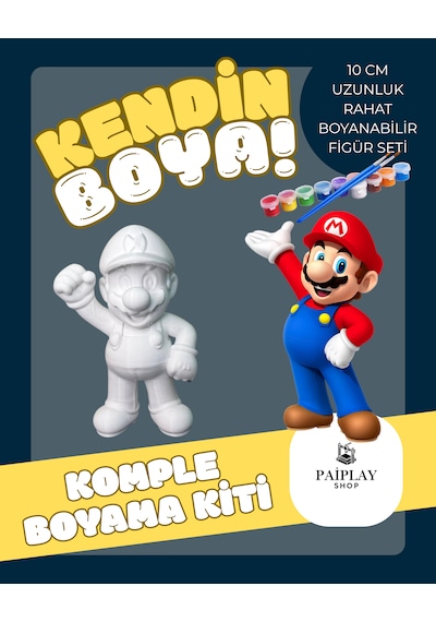 Super Mario - Boyama Seti Ve Super Mario Figürü 10cm Süper Mario