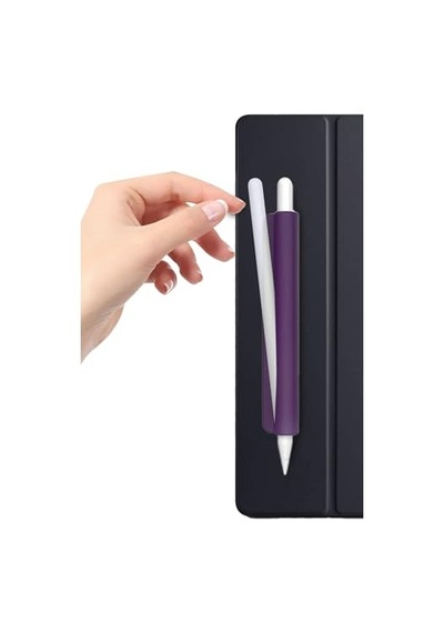 Tüm Stylus Kalemlere Ve Normal Kalemlere Uyumlu Yapışkanlı Silikon Kalem Tutucu Mor 165-Koyu Yeşil