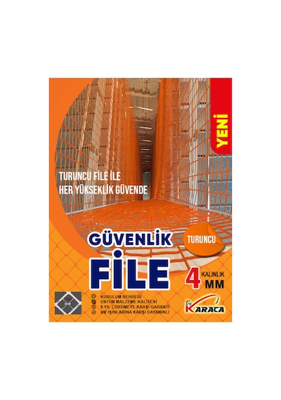 Turuncu Güvenlik File 2.5x8 M 4mm Kalın İp, 5x5cm Göz Aralığı