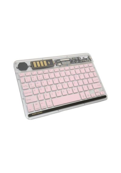 Rgb Şeffaf Pembe Bluethooth Klavye