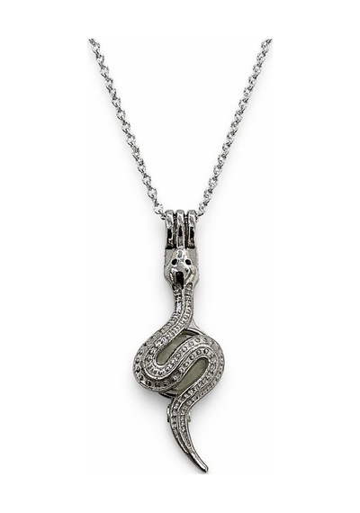 Yılan Figürlü Metal Kolye Gümüş Renk 60 Cm Zincir Unisex Çok renkli