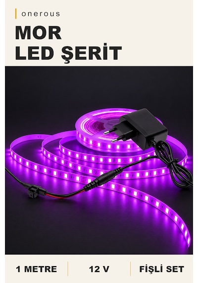 Onerous 1 M 12v Mor Led Şerit, Fişli