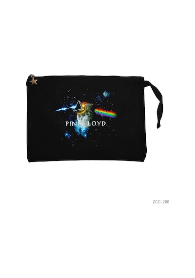 Zepplin Giyim Pink Floyd The Moon Siyah Clutch Astarlı Cüzdan / El Çantası