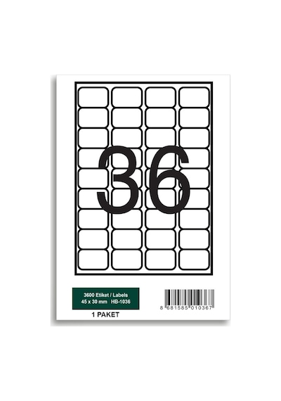 Herboy Hb-1036 45 X 30 Mm A4 Laser Etiket 100 Adet