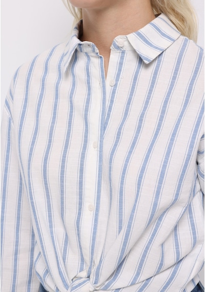 Colin's Colins Regular Fit Shirt Neck Çizgili Kadın Mavi Uzun Kol Gömlek Cl1075566 Q1.v1 Ble Mavi
