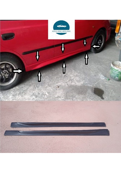 Hyundai Accent Admire Marşpiyel Takımı 2 Boyasız Ham Siyah Fiberclass