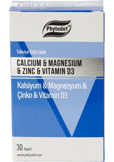 Phytodef Kalsiyum Magnezyum Çinko Vitamin D 30 Kapsül