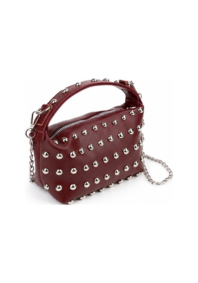 Nura Collection Kadın Mini Boy Zımbalı El Ve Omuz Çantası Çapraz Askılı - Bordo - 895071522 Bordo