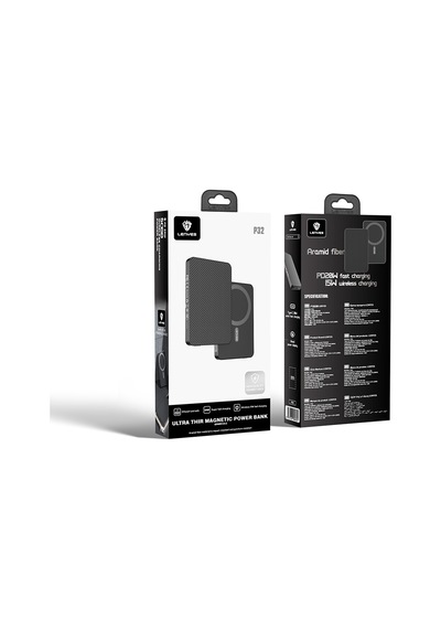 Lenyes P32 M-safe Şarj Özellikli Aramid Fiber Powerbank 15w 5000mah Siyah Siyah