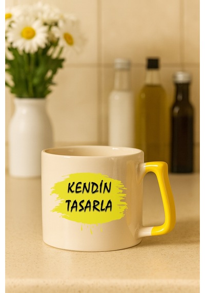 Kendin Tasarla Bardak - Kişiye Özel Bardak Satıya Sor Sarı2