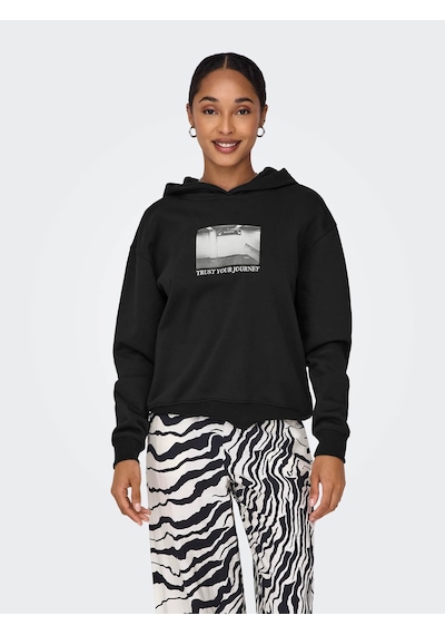 Only Kadın Sweatshirt Siyah 15329874 Onlcassıe L/s Photo Hood 25kw21000131 W21002