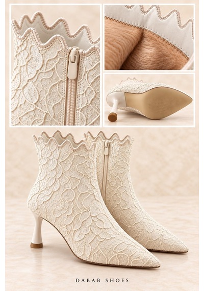 Dabab Shoes Mona Kadın Bej Dantel İşlemeli Sivri Burun Sıcak Astarlı Fermuarlı 7 Cm İnce Topuklu Bot Bootie Dabab Shoes Mona Kadın Bej Dantel İşlemeli Sivri Burun Sıcak Astarlı Fermuarlı 7 Cm İnce Topuklu Bot Bootie