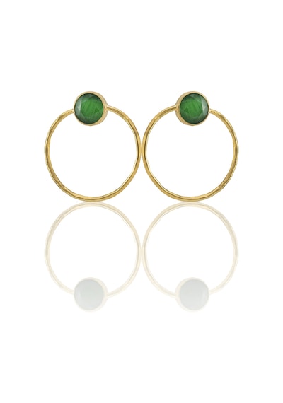 Kadir Jewellery 22 Ayar Altın Kaplama Kadın Halka Küpe -el İşçiliği Ve Hipoalerjenik Küpe Yeşil 02267860