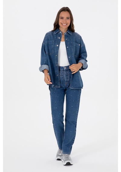 U.s. Polo Assn. Kadın Mavi Gömlek Jean 50312347-dn0022 Mıd Blue