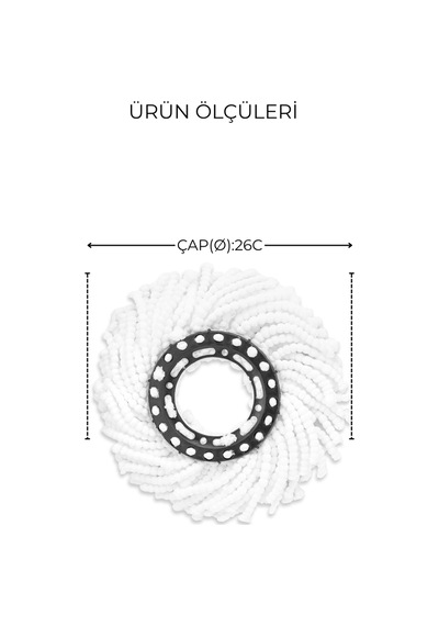 2'li Mikrofiber Mop Yedek Başlığı 26 Cm Döner Mop Uyumlu