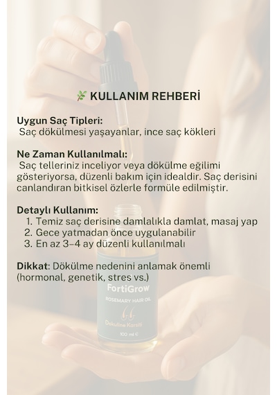 Fortigrow Dökülme Karşıtı & Canlandırıcı 100 Ml - Biberiye & Kafein Saç Bakım Yağı