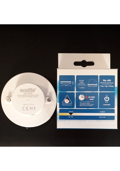 Ecolite 7W Gx53 Led Ampul G.Işığı Sarı Işık