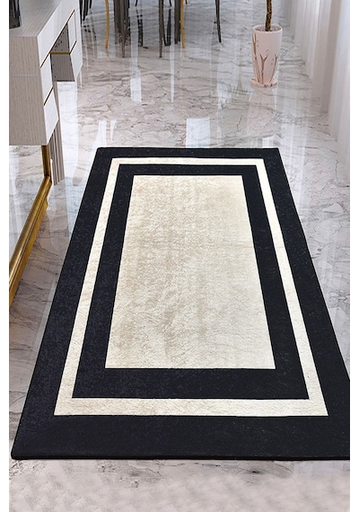Chilai Home Black Frame Dekoratif Halı Djt Yıkanabilir Kaymaz Taban Halı Modern Çok Renkli