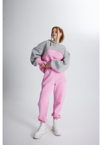 Holly Lolly Şardonlu 3 İplik Kumaş Oversize Kapişonlu Revenge Sweatshirt Pembe