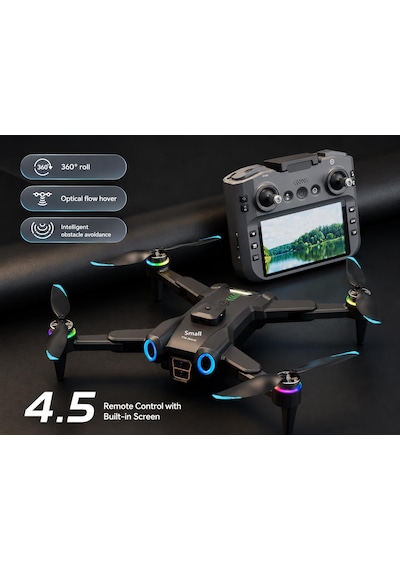 T16 İha Hava Fotoğrafçılığı Dronu 4k Çift Kamera 360 Derece Engel Algılama 4.5 İnç Ekranlı Kumanda 360 Derece Takla Yanıp Sönene Işıklar Sabit Havada Kalma Tek Tuş İniş Kalkış Tek Tıkla Geri Dönüş