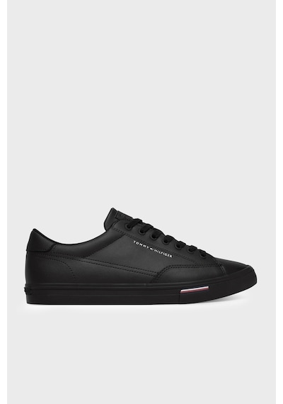 Tommy Hilfiger Logolu Deri Karışımlı Sneaker Ayakkabı Erkek Ayakkabı Fm0fm05814 Bds Siyah