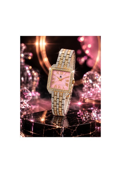 Zetro Vintage Taşlı Romen Rakamlı Kadın Kol Saati Pembe - 582672123 Metalik