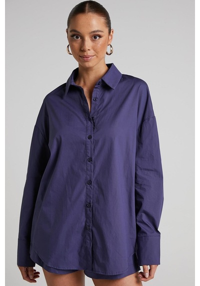 Seeh Mor Oversize Basic Kadın Gömlek Sh268