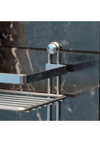Teknotel Dort Katlı Lamalı Banyo Rafı Kancalı Krom Es060H Çok Renkli