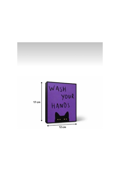 Wash Your Hands Kedi Figürlü Dekoratif Duvar Tablosu Banyo Kapısı Ve Lavabo Üstü Duvar Dekoru