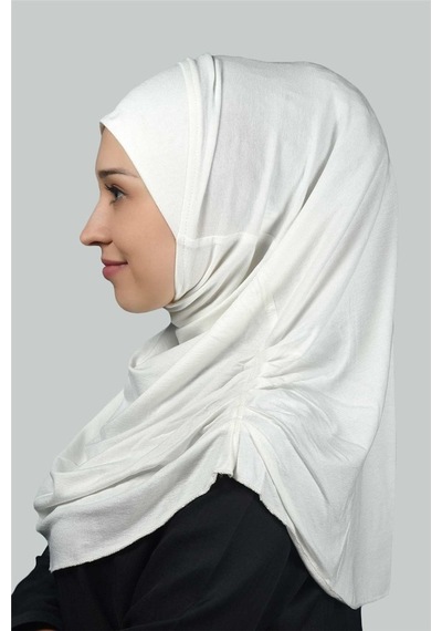 Altobeh Hazır Türban Büzgülü Pileli Pratik Eşarp Tesettür Hijab - Namaz Örtüsü - Ekru