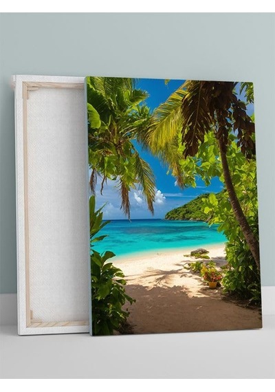 Bora Bora Adası Tablo, Tropikal Bungalov Manzarası, Cennet Duvar Dekoru Sku: Zeusb0fdr7j73l