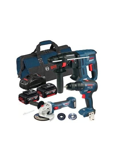 Bosch GSR 18V-50 + GBH 180 + GWS 180 2 x GBA 18V 5.0AH 18V - 0615990M32 Akülü Vidalama 3'lü Set