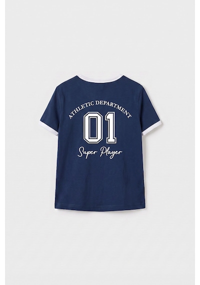 Parlament Omuz Biye Detaylı Baskılı Kız Çocuk T-shirt - 75181 Lacivert