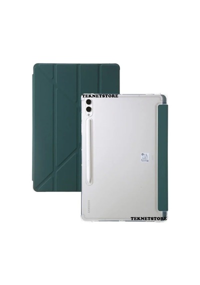 Samsung Galaxy Uyumlu Tab S10+ Plus 12.4" Kalem Bölmeli Uyku Modlu Arkası Silikon Kapak Kılıf Kılıf