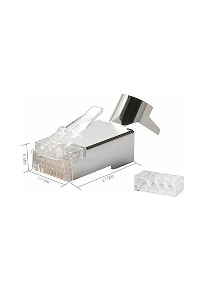 Primex Q-J7100M Cat7 Metal Konnektör Rj45 Cat7 Jack + Ayraç 100 L