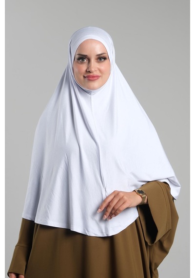 Hürrem Bone Beyaz Pratik Hazır Geçmeli Tesettür Eşarp Viskon Pratik Namaz Örtüsü 2201 42 Beyaz